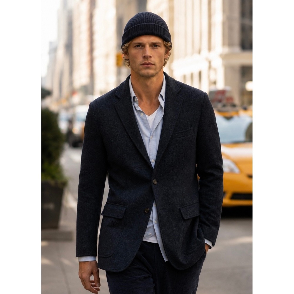 Gap Mens Y2K Wool Blend Blazer Sport Coat Jacket Blue XL Two Button Textured